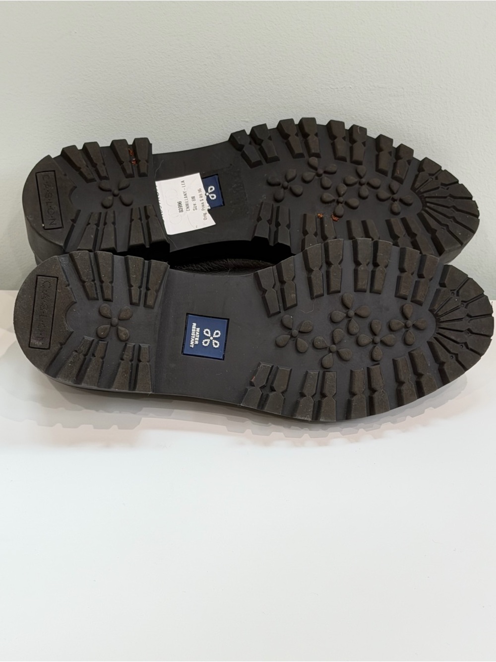 Caslon Black Leather Loafers Womens 8 Chunky Lug Sole Platform Water Resistant - Picture 11 of 12